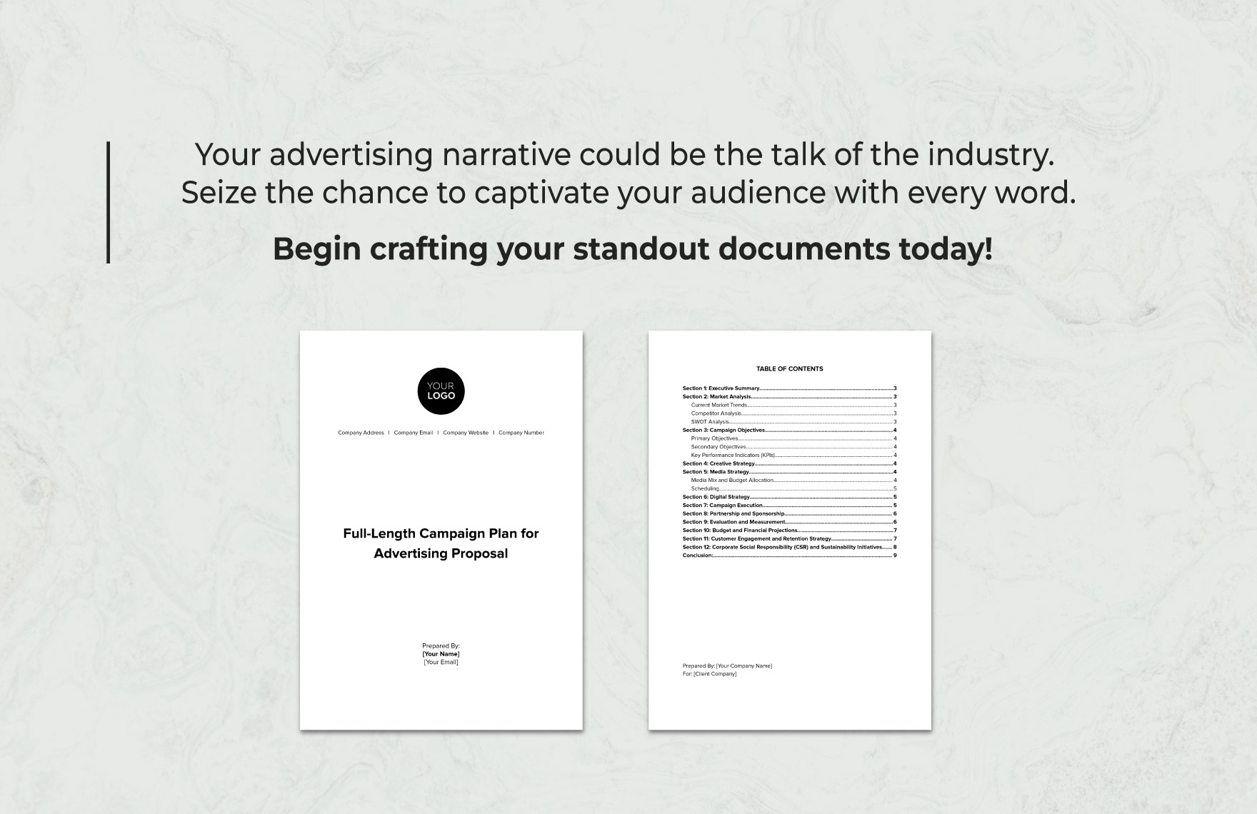 Full-Length Campaign Plan for Advertising Proposal Template