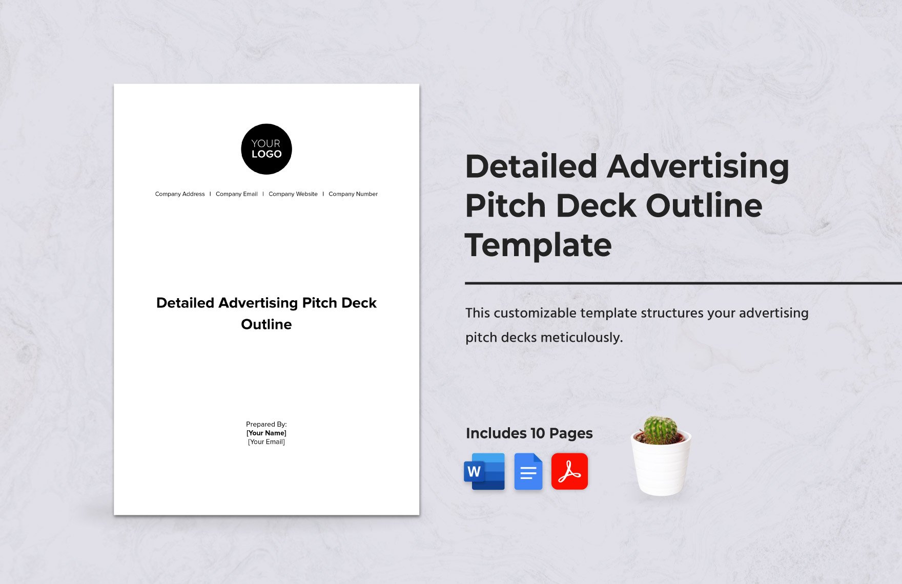 Detailed Advertising Pitch Deck Outline Template