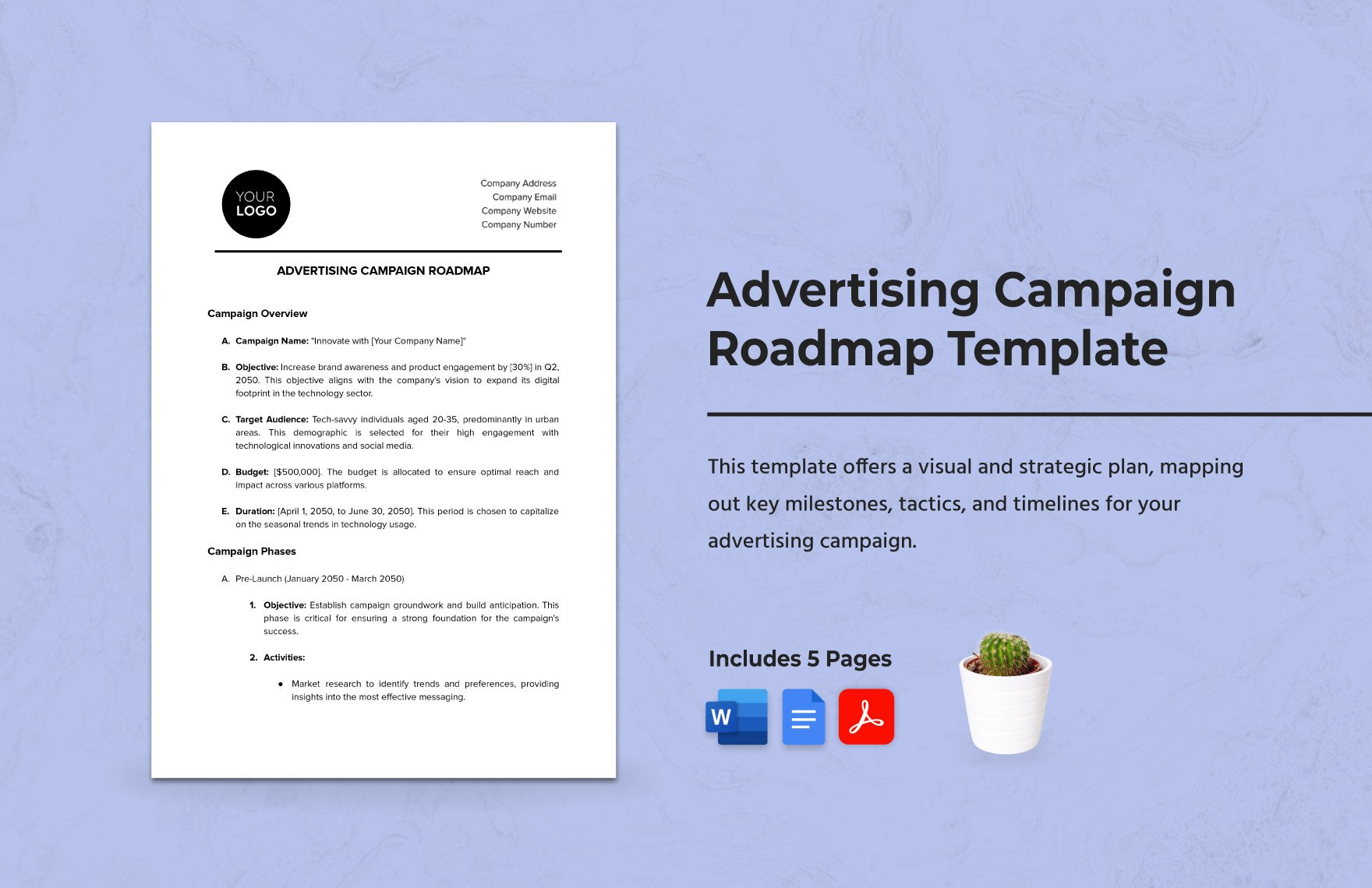 Advertising Campaign Roadmap Template in Word, Google Docs, PDF