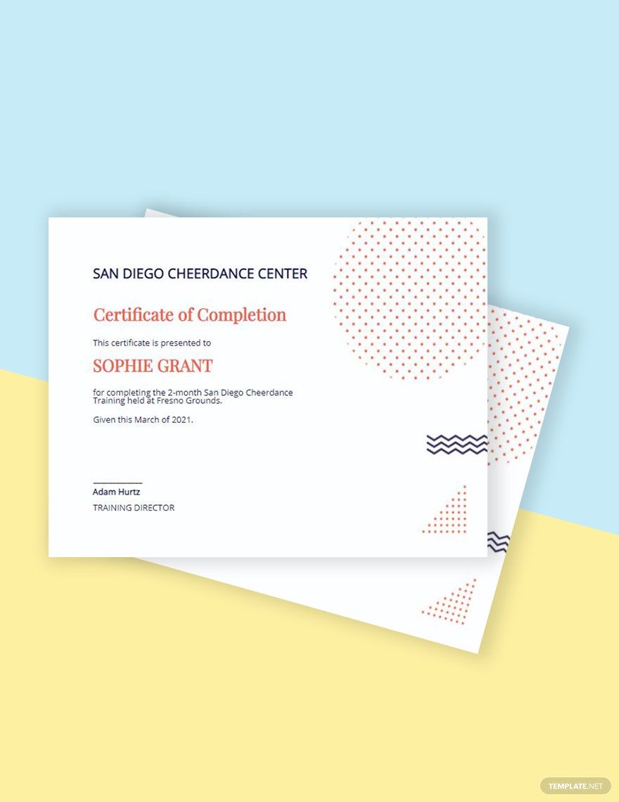 Cheerleading Certificate Of Completion Template