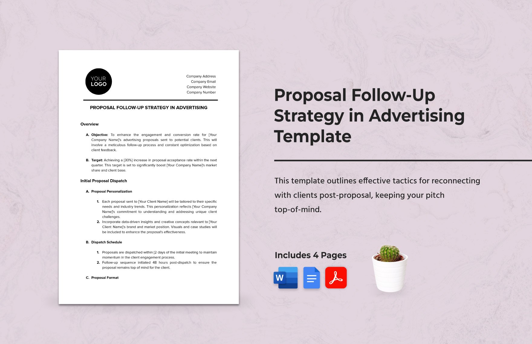 Proposal Follow-Up Strategy in Advertising Template in Word, Google Docs, PDF