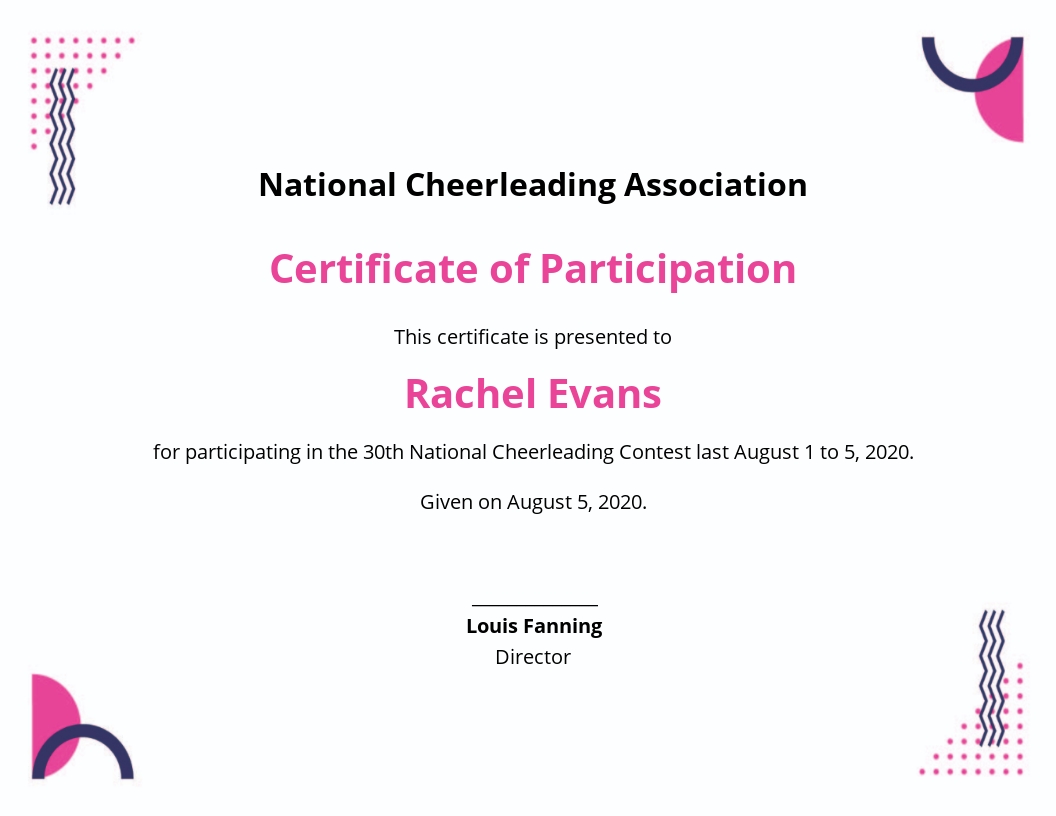 Cheerleading Certificate Of Participation Template.jpe
