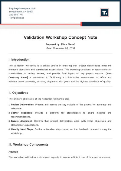 Free Validation Workshop Concept Note Template to Edit Online