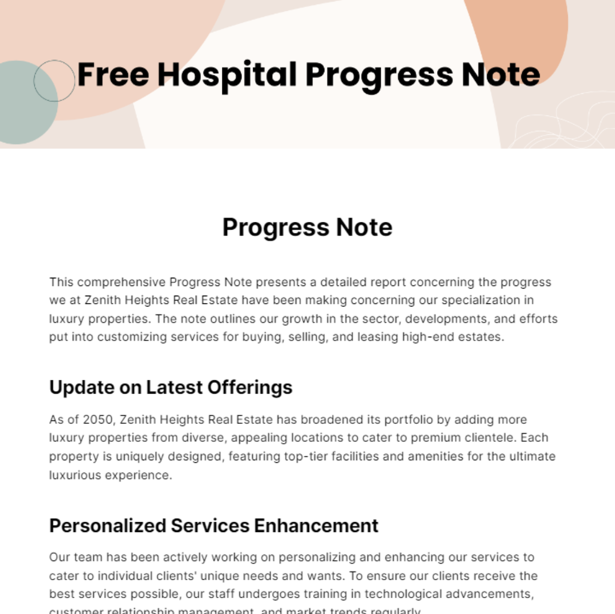 Hospital Progress Note Template
