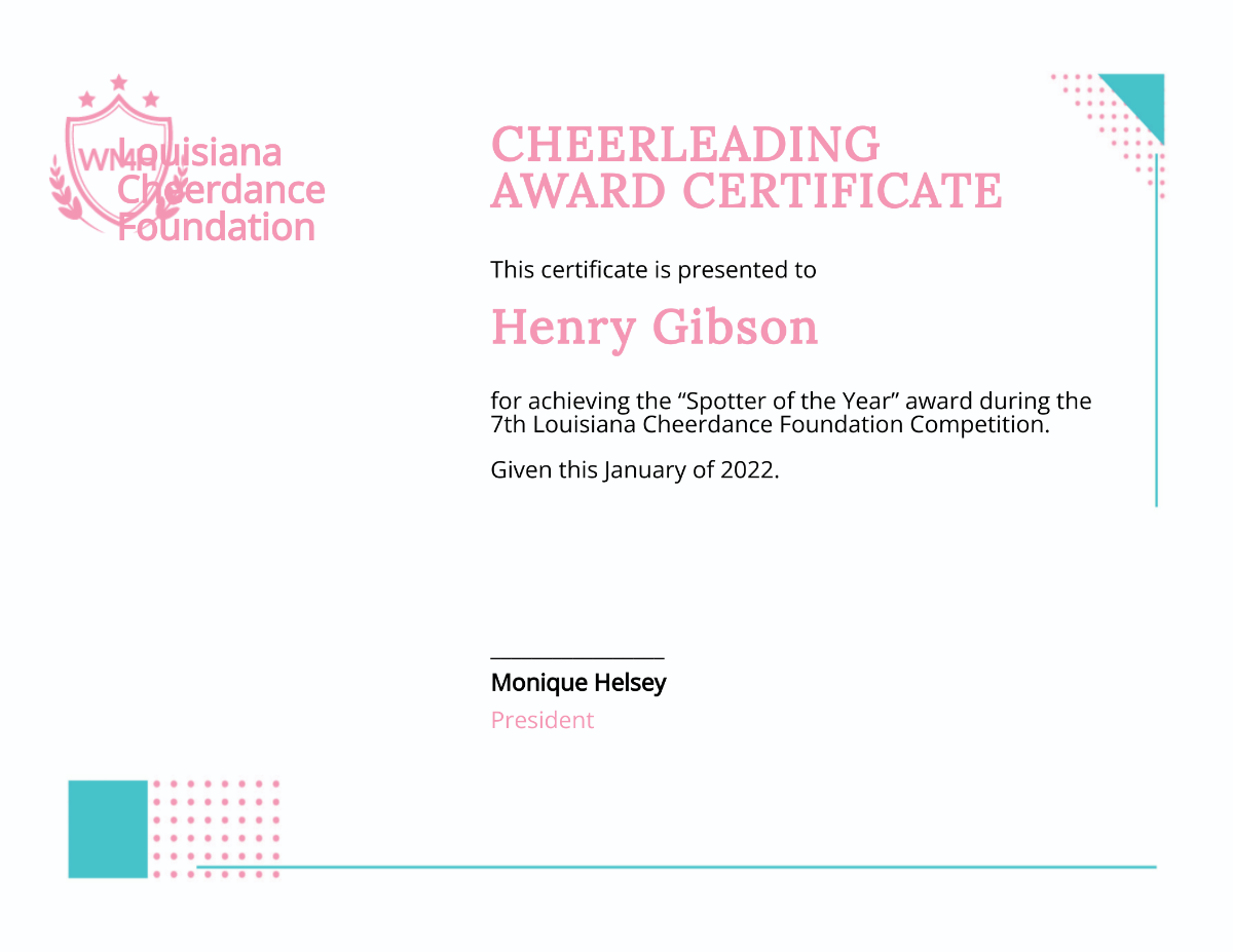 Free Cheerleading Certificate Template