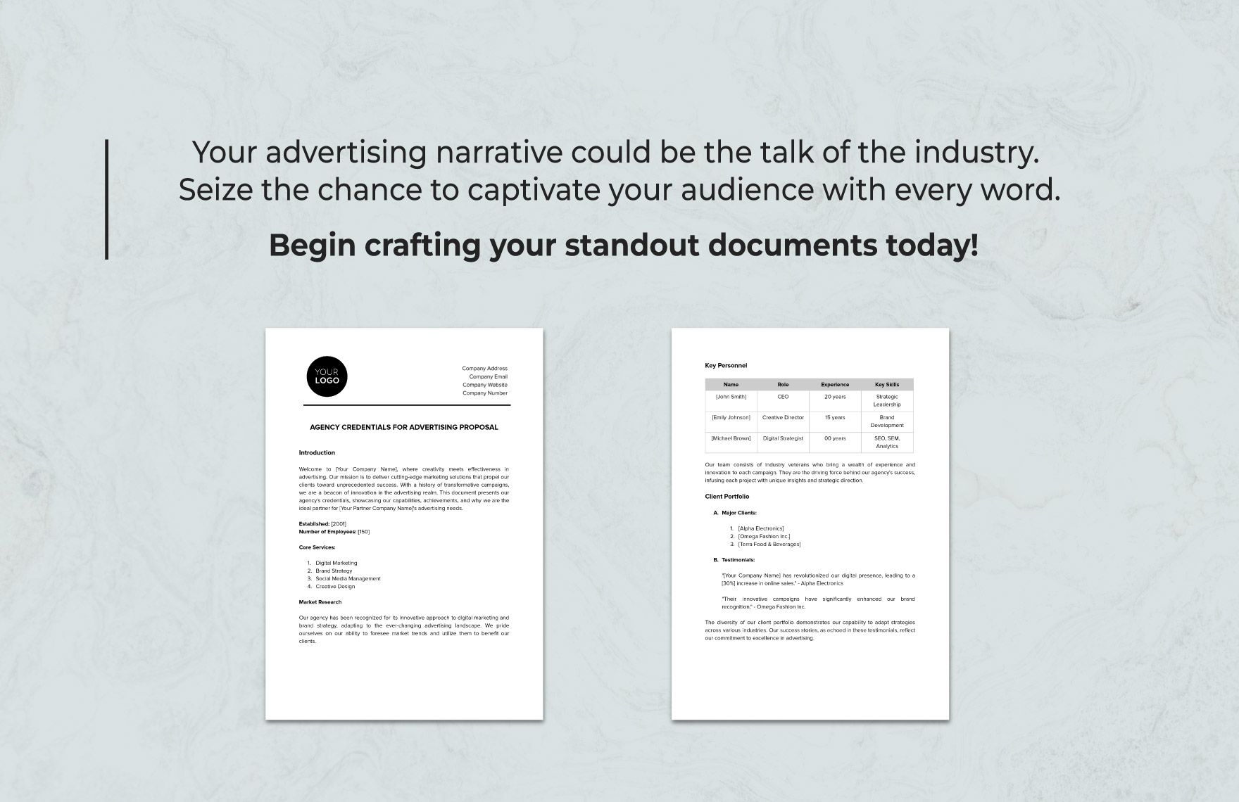 Agency Credentials for Advertising Proposals Template