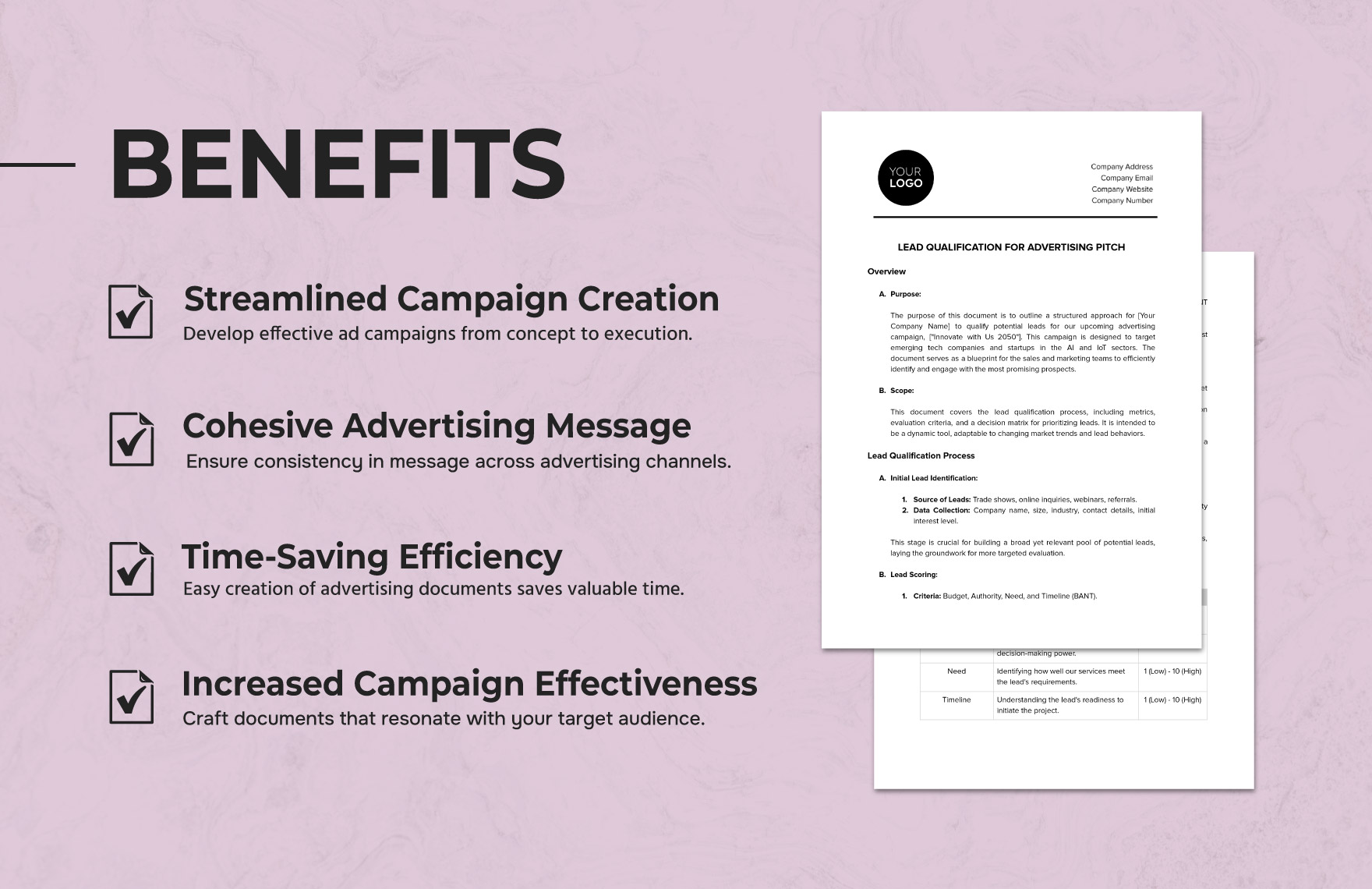 Lead Qualification for Advertising Pitch Template