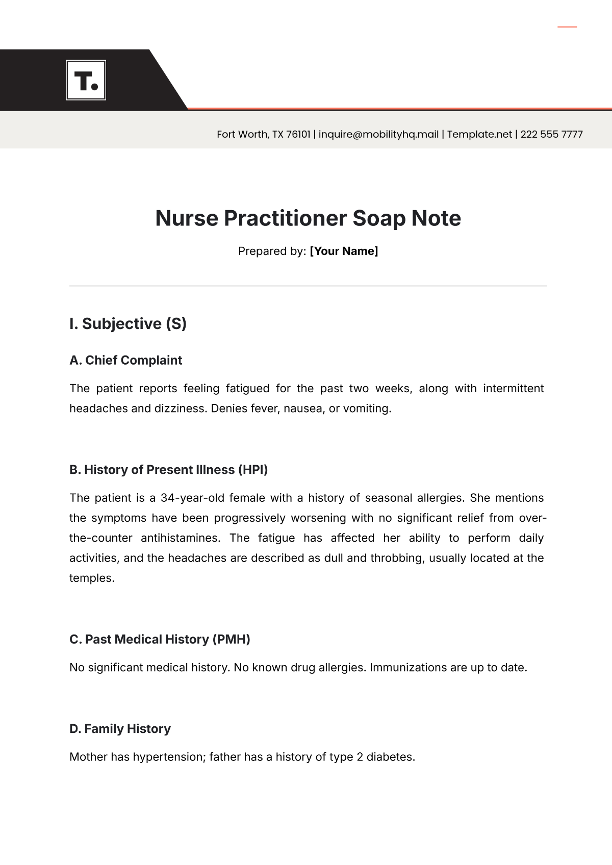 Nurse Practitioner Soap Note Template - Edit Online & Download