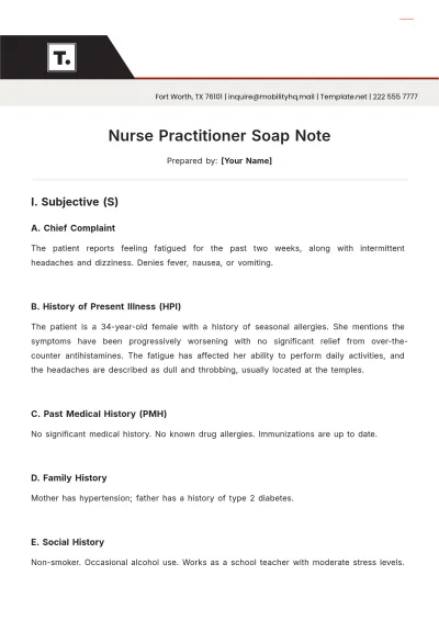 Free Nurse Practitioner Soap Note Template to Edit Online