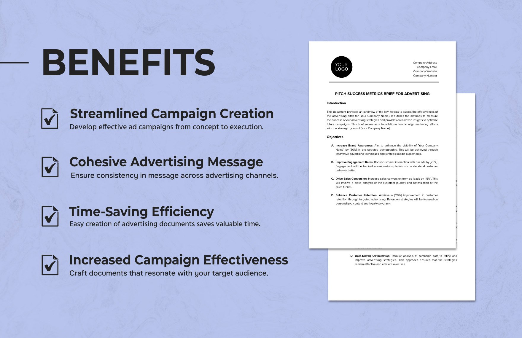 Pitch Success Metrics Brief for Advertising Template