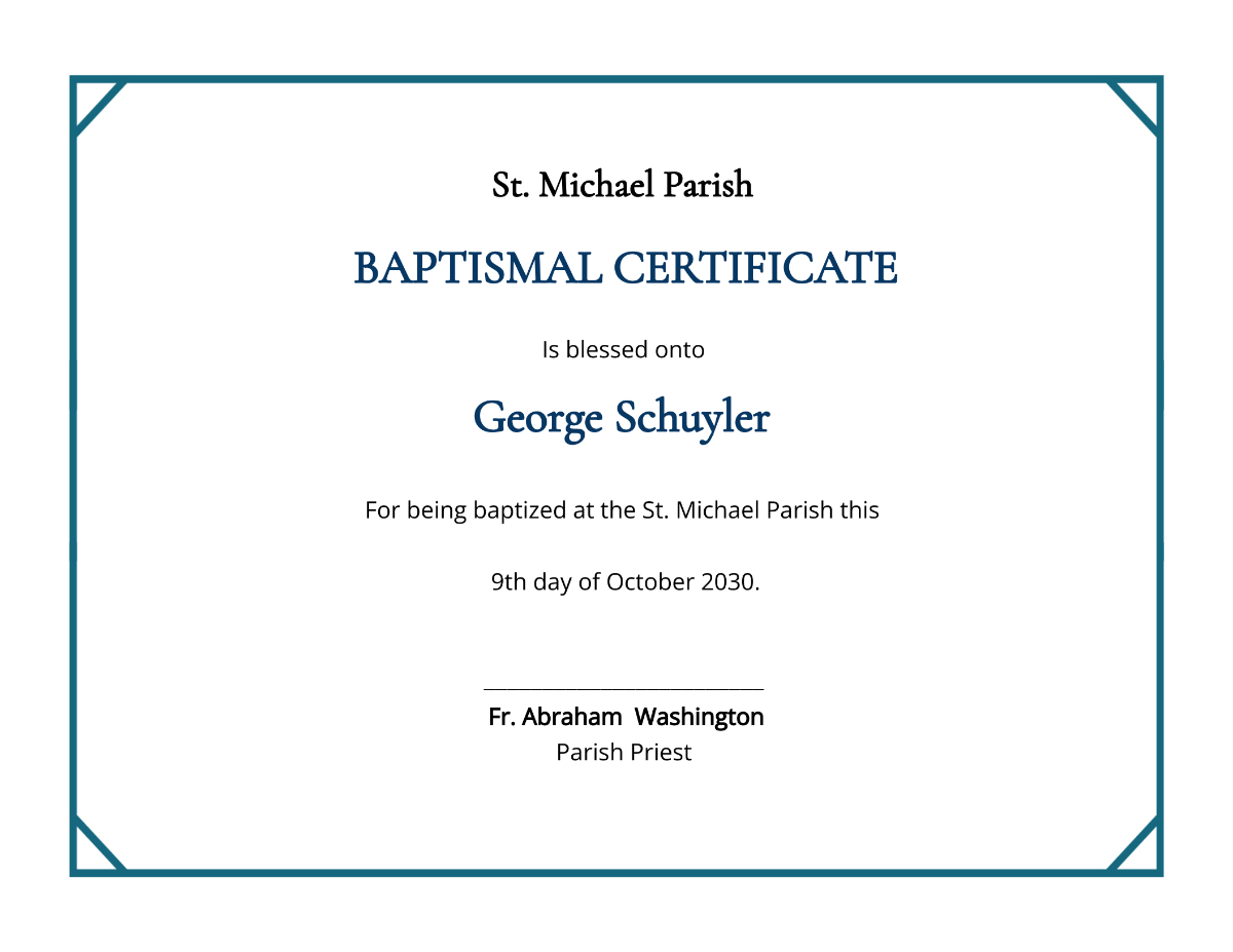 Child Baptism Certificate Template