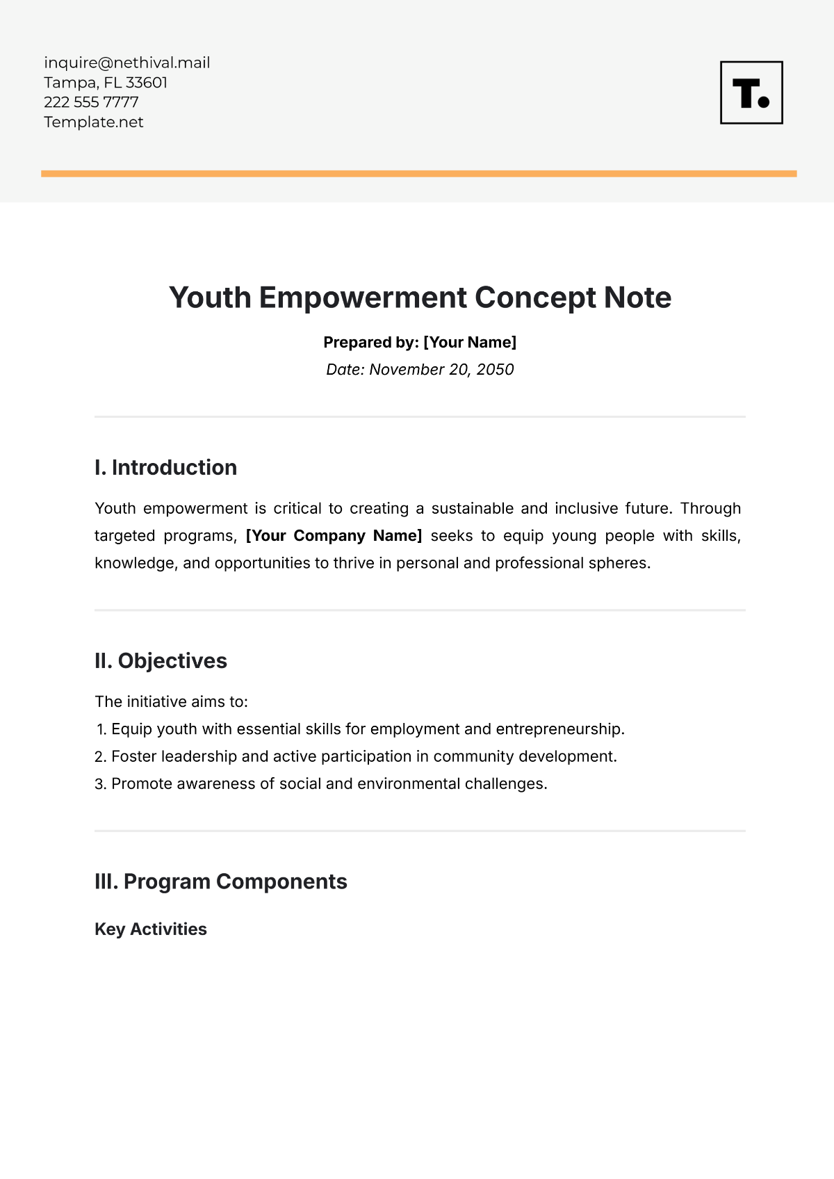 Youth Empowerment Concept Note Template