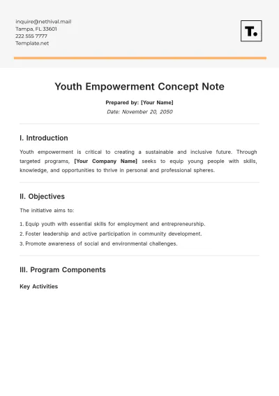 Free Youth Empowerment Concept Note Template to Edit Online