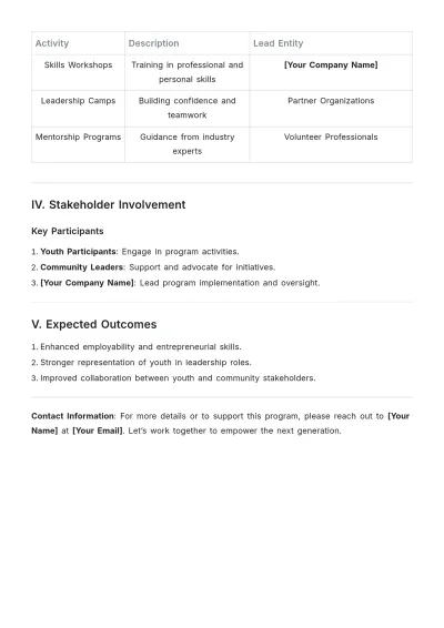 Free Youth Empowerment Concept Note Template to Edit Online