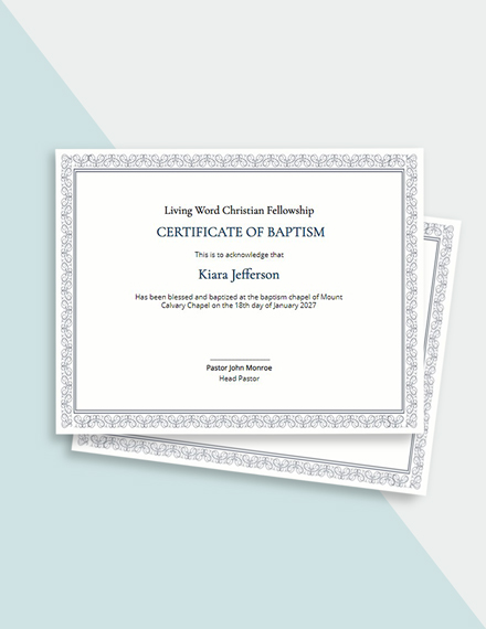 Christian Baptism Certificate Template