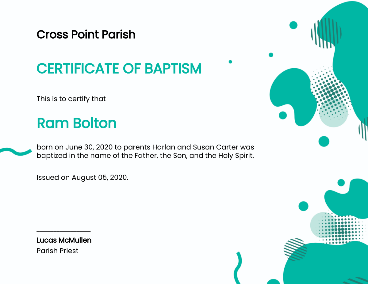 Creative Baptism Certificate Template