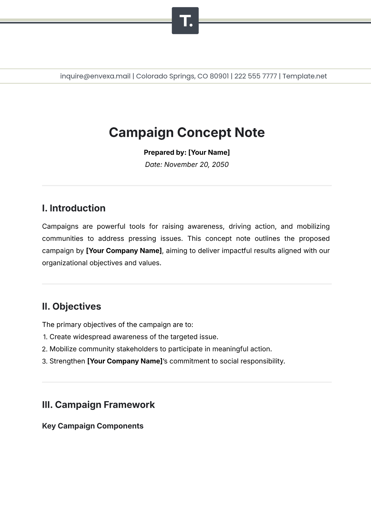 Campaign Concept Note Template