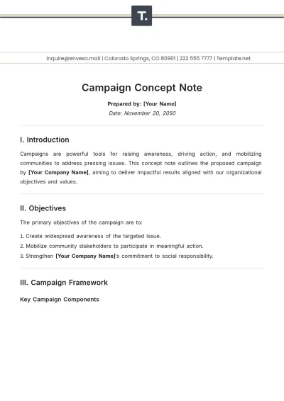 Free Campaign Concept Note Template to Edit Online
