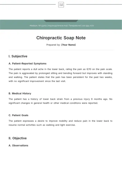 Free Chiropractic Soap Note Template to Edit Online