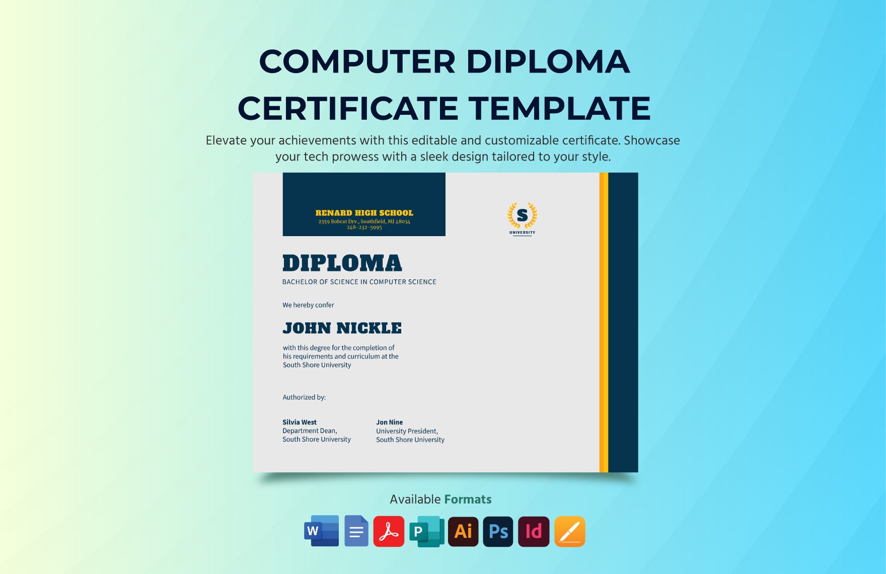 Computer Diploma Certificate Template