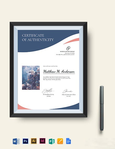 free certificate of authenticity for artwork template