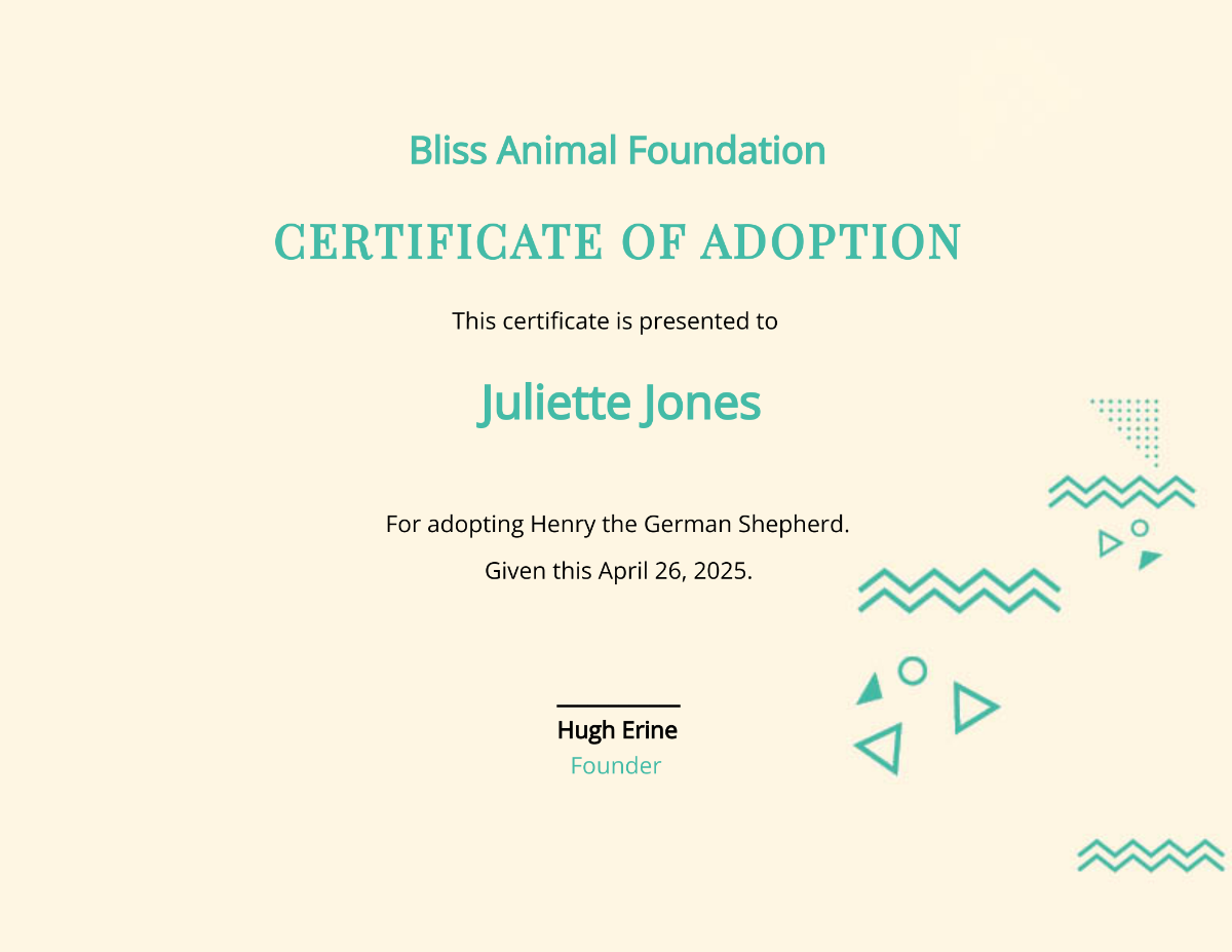 Dog Adoption Certificate Template
