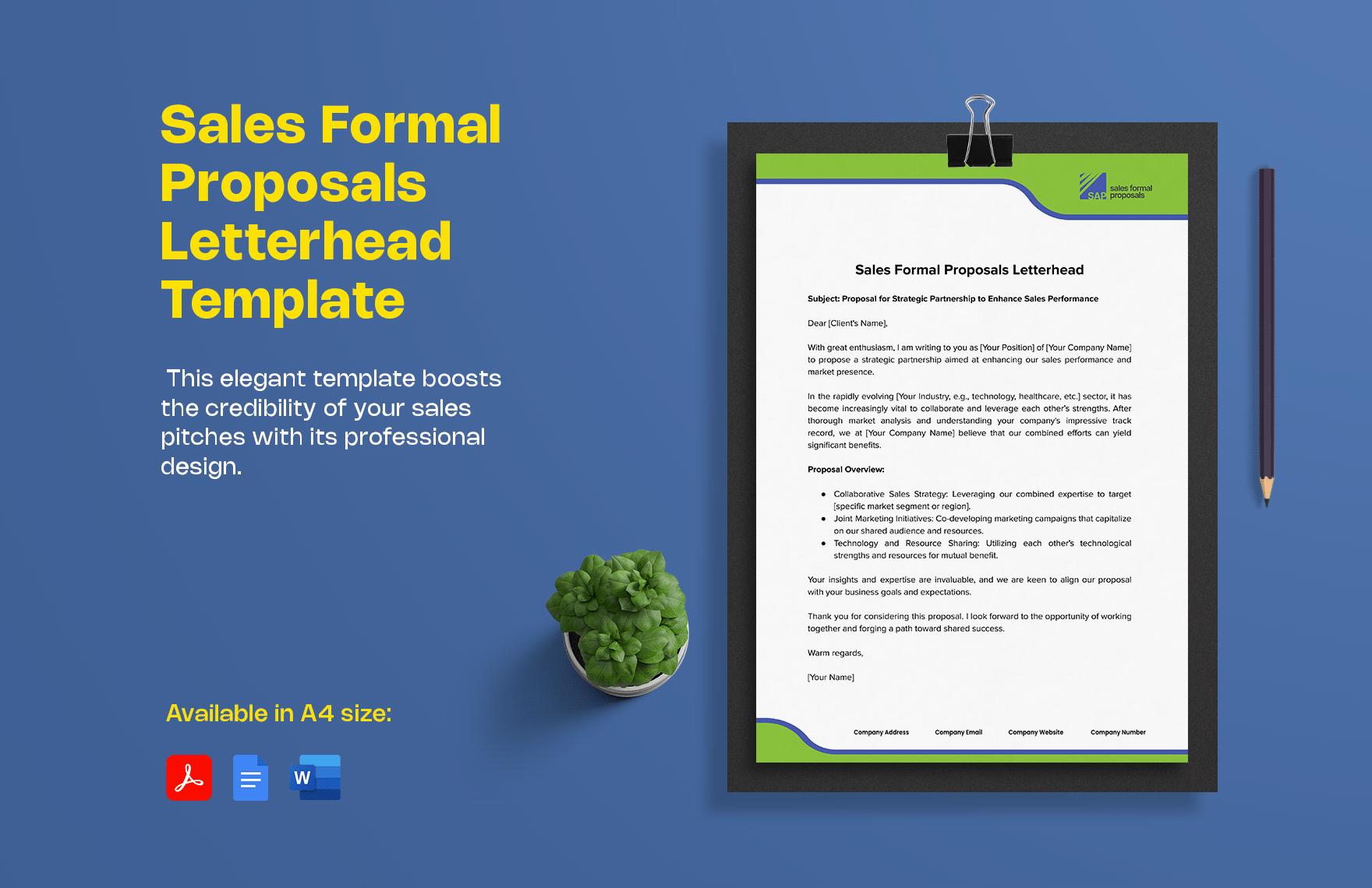 Sales Formal Proposals Letterhead Template