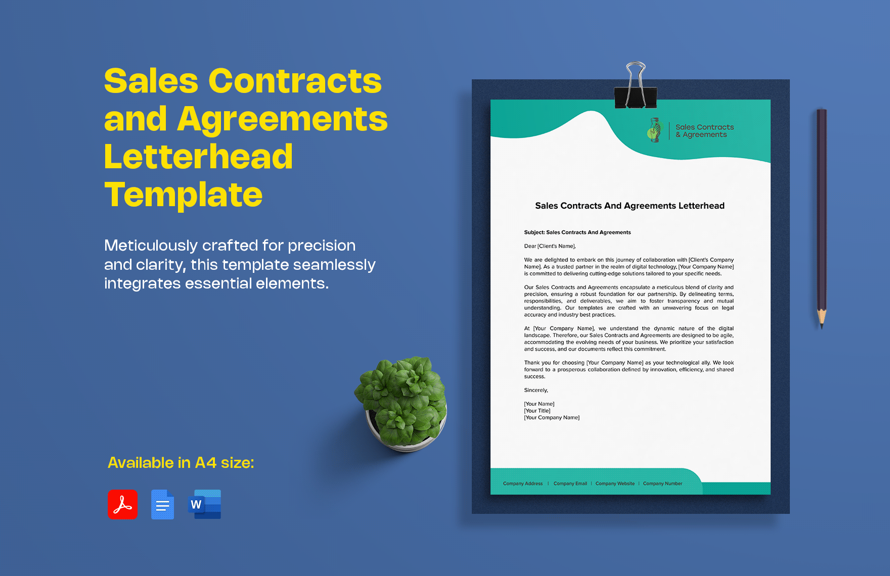 Sales Contracts and Agreements Letterhead Template