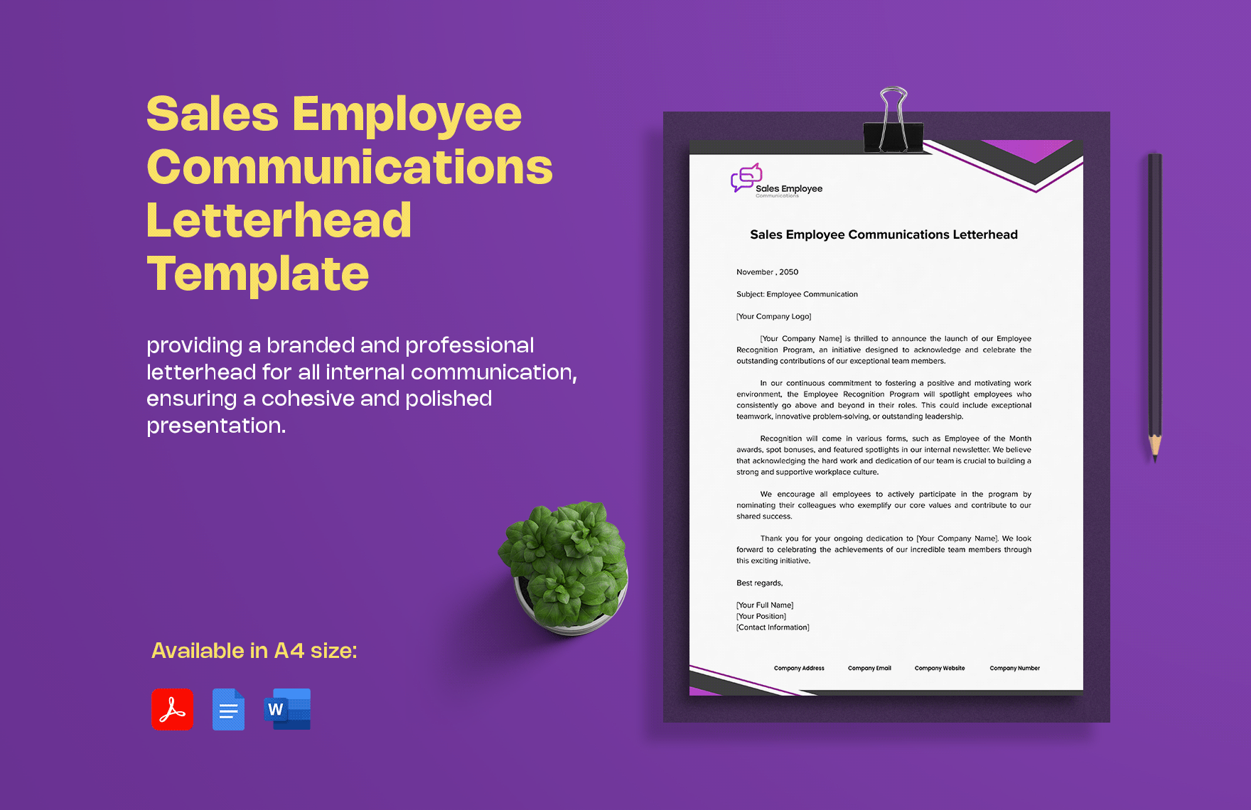 Sales Employee Communications Letterhead Template