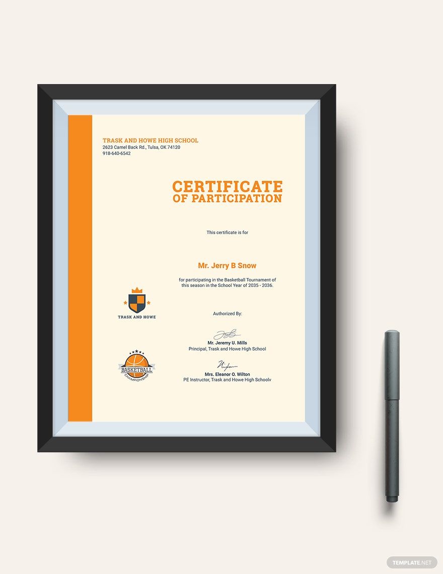 Editable Basketball Certificate Template