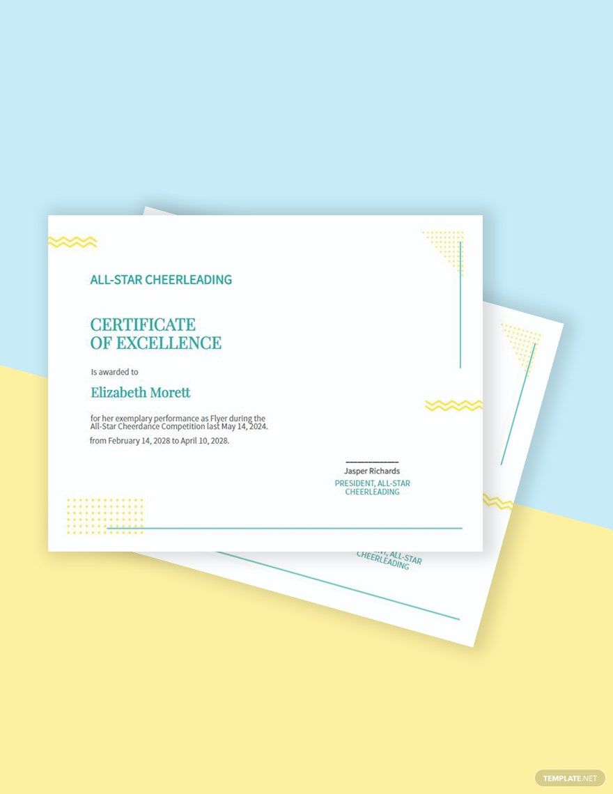 Editable Cheerleading Certificate Template