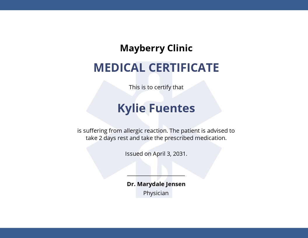 FREE Medical Certificate Template in PDF | Template.net