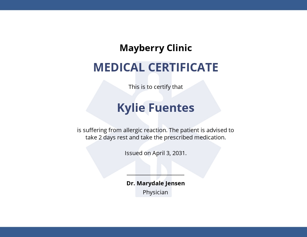 Editable Medical Certificate Template - Google Docs, Word
