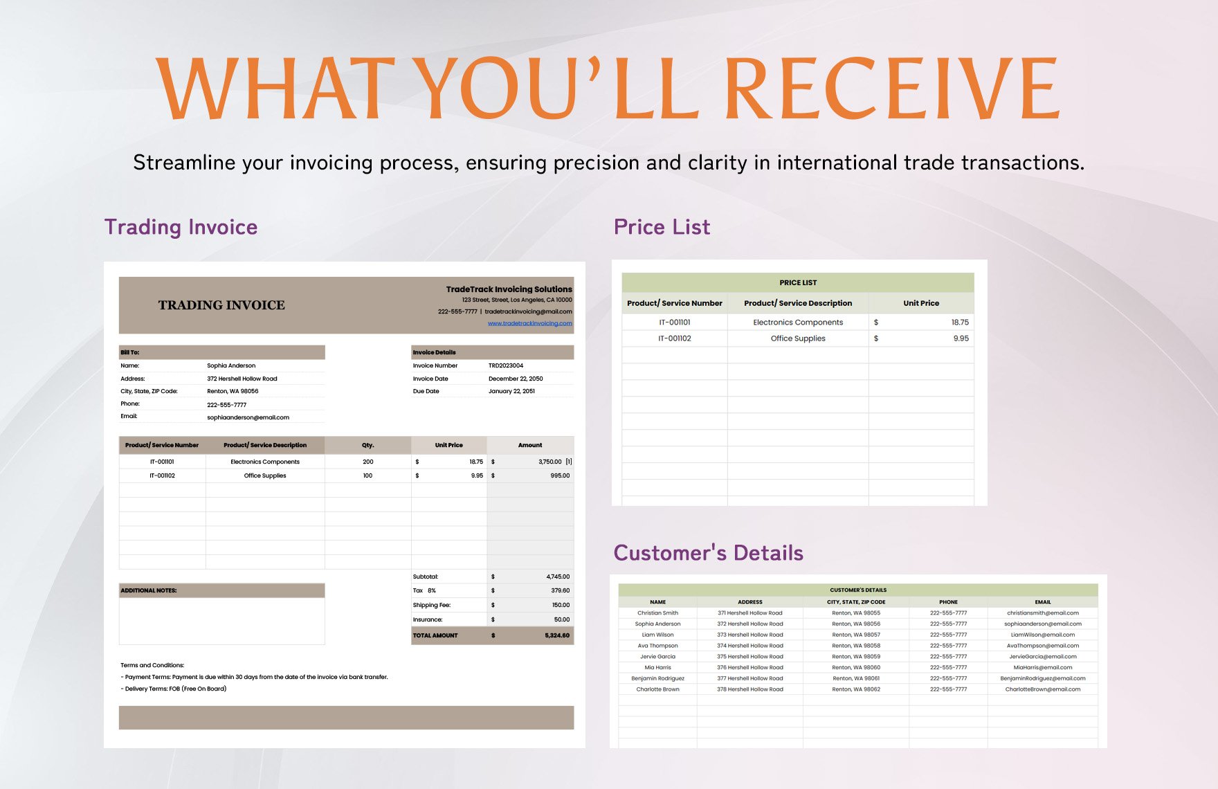 Trading Invoice Template