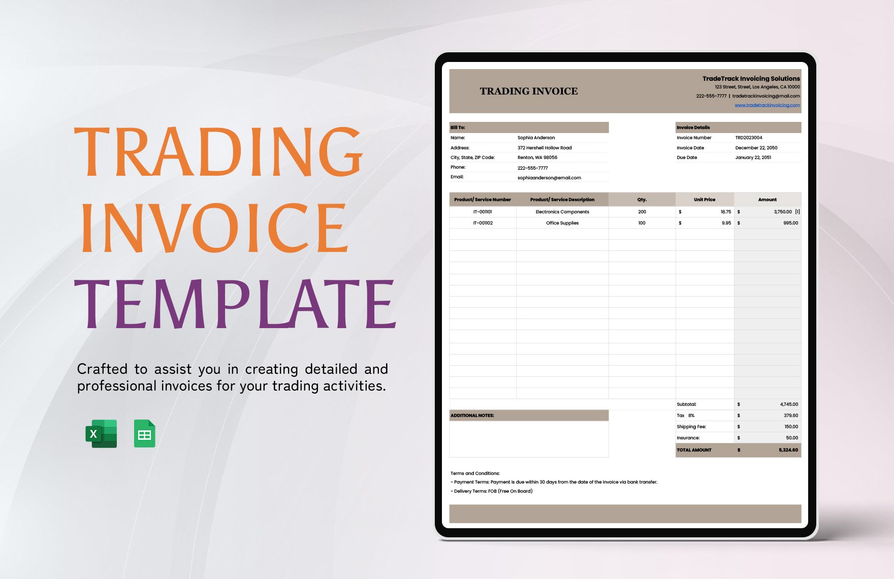 Trading Invoice Template
