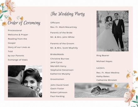 free tri fold wedding program template in adobe photoshop