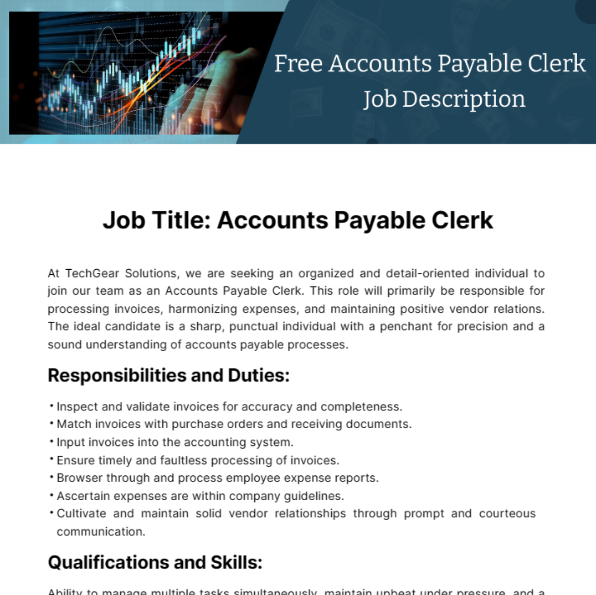 Free Accounts Payable Clerk Job Description Template