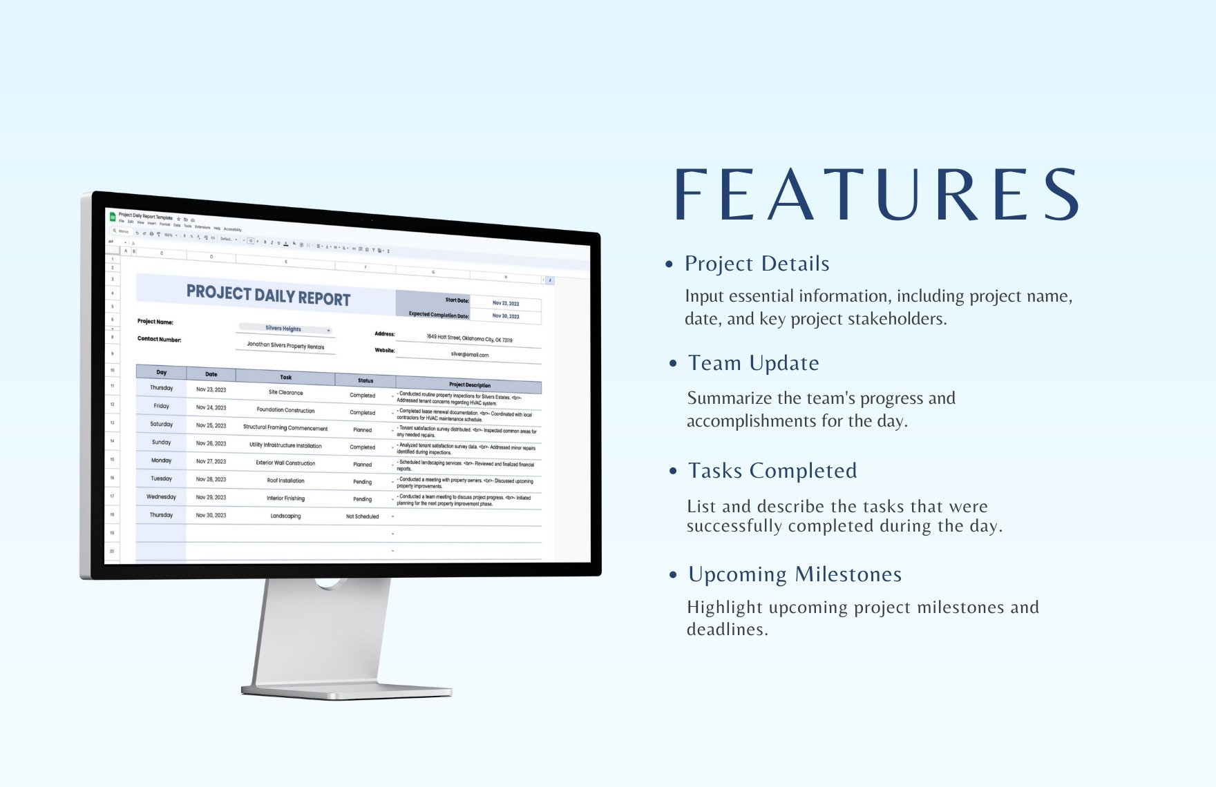 Project Daily Report Template