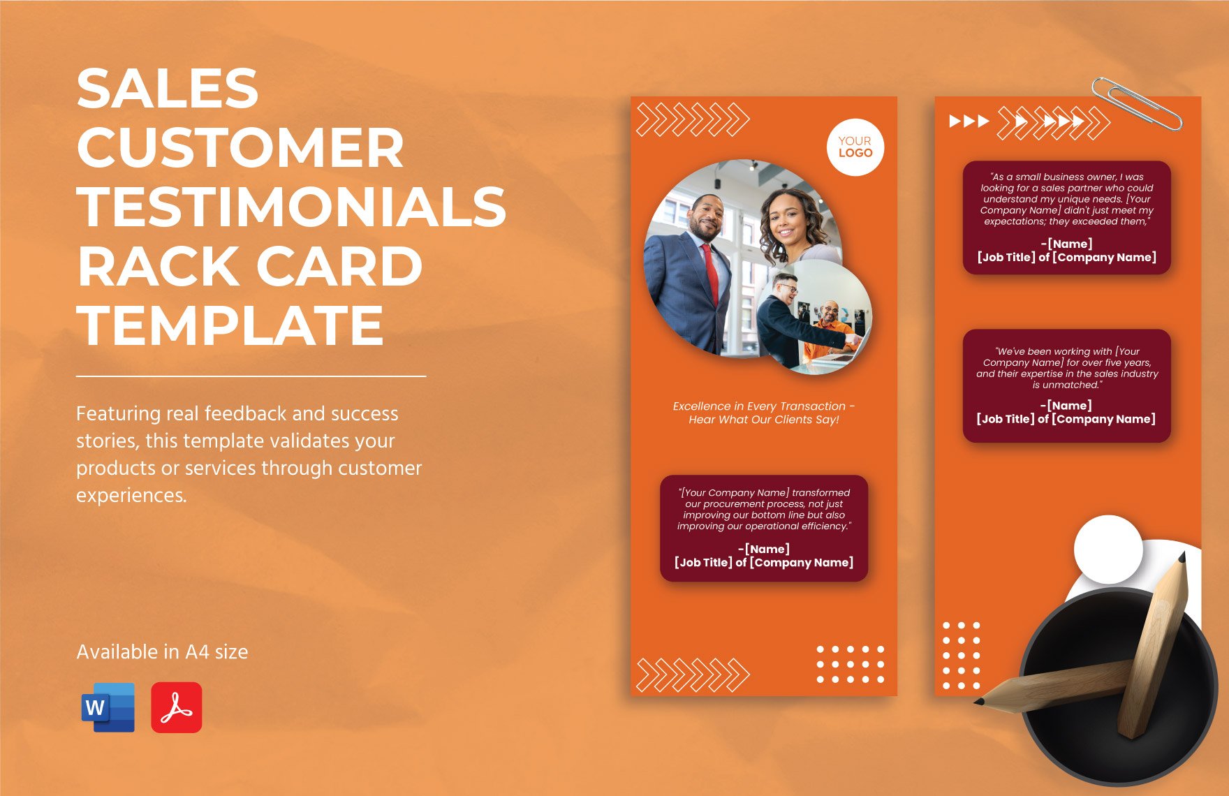 Sales Customer Testimonials Rack Card Template