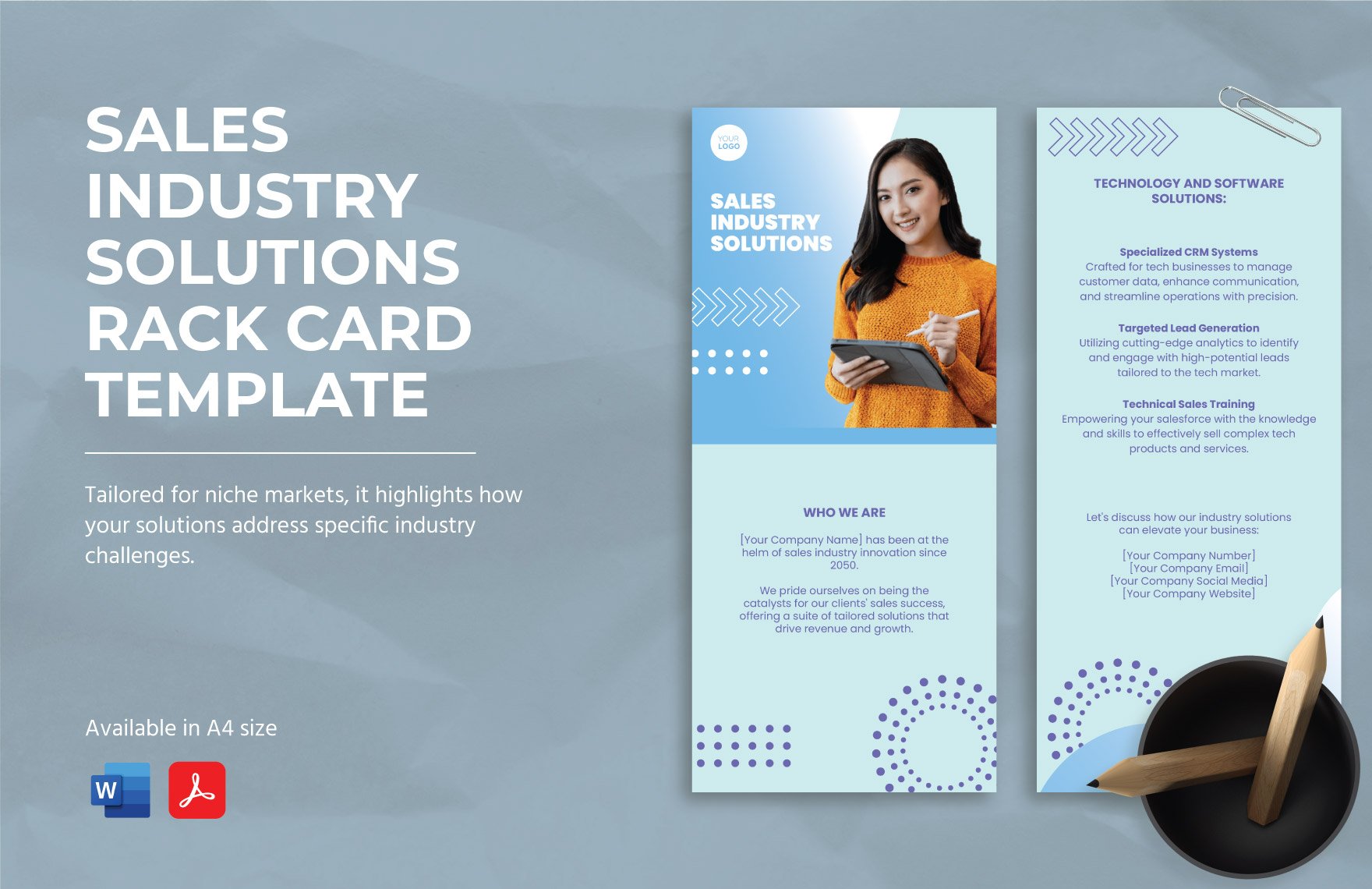 Sales Industry Solutions Rack Card Template