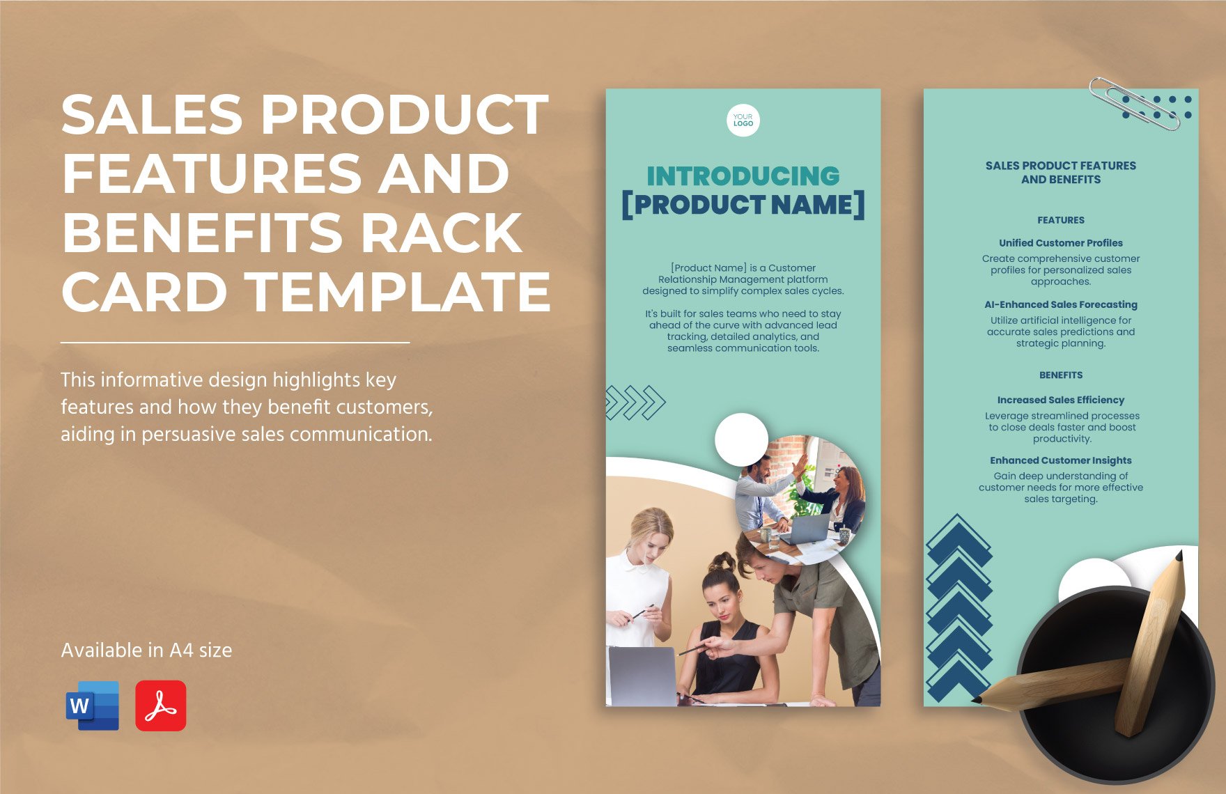 Sales Product Features and Benefits Rack Card Template