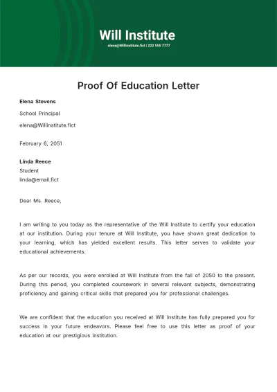 Free Proof of Education Letter Template to Edit Online