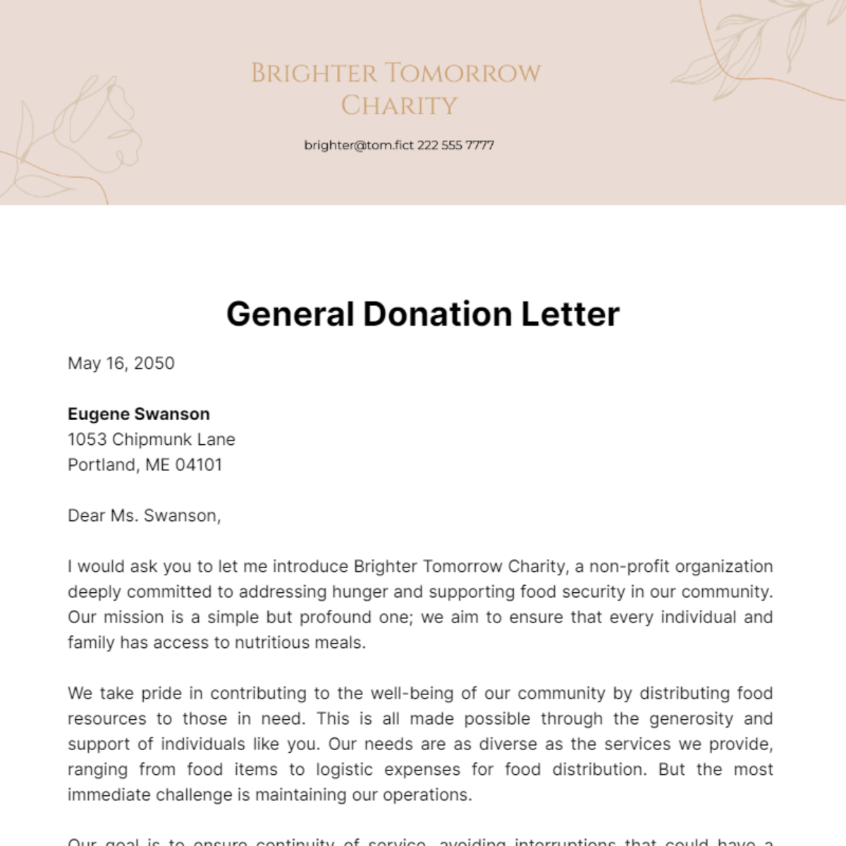 Free General Donation Letter - Edit Online & Download | Template.net