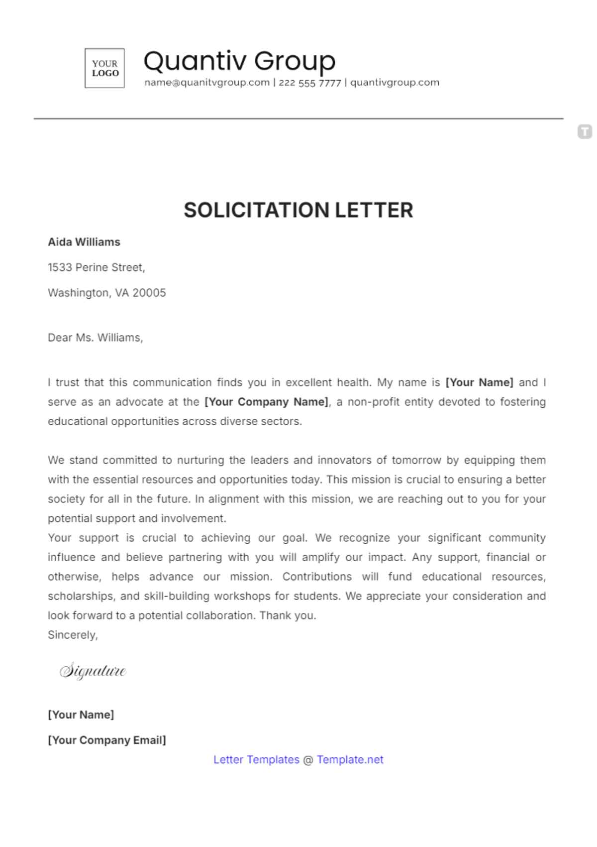 Free Solicitation Letter Templates, Editable and Printable