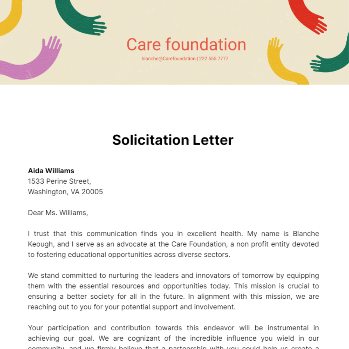 Free Solicitation Letter Template