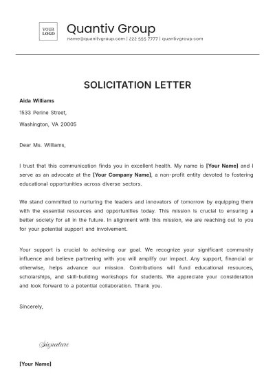 Free Solicitation Letter Template to Edit Online