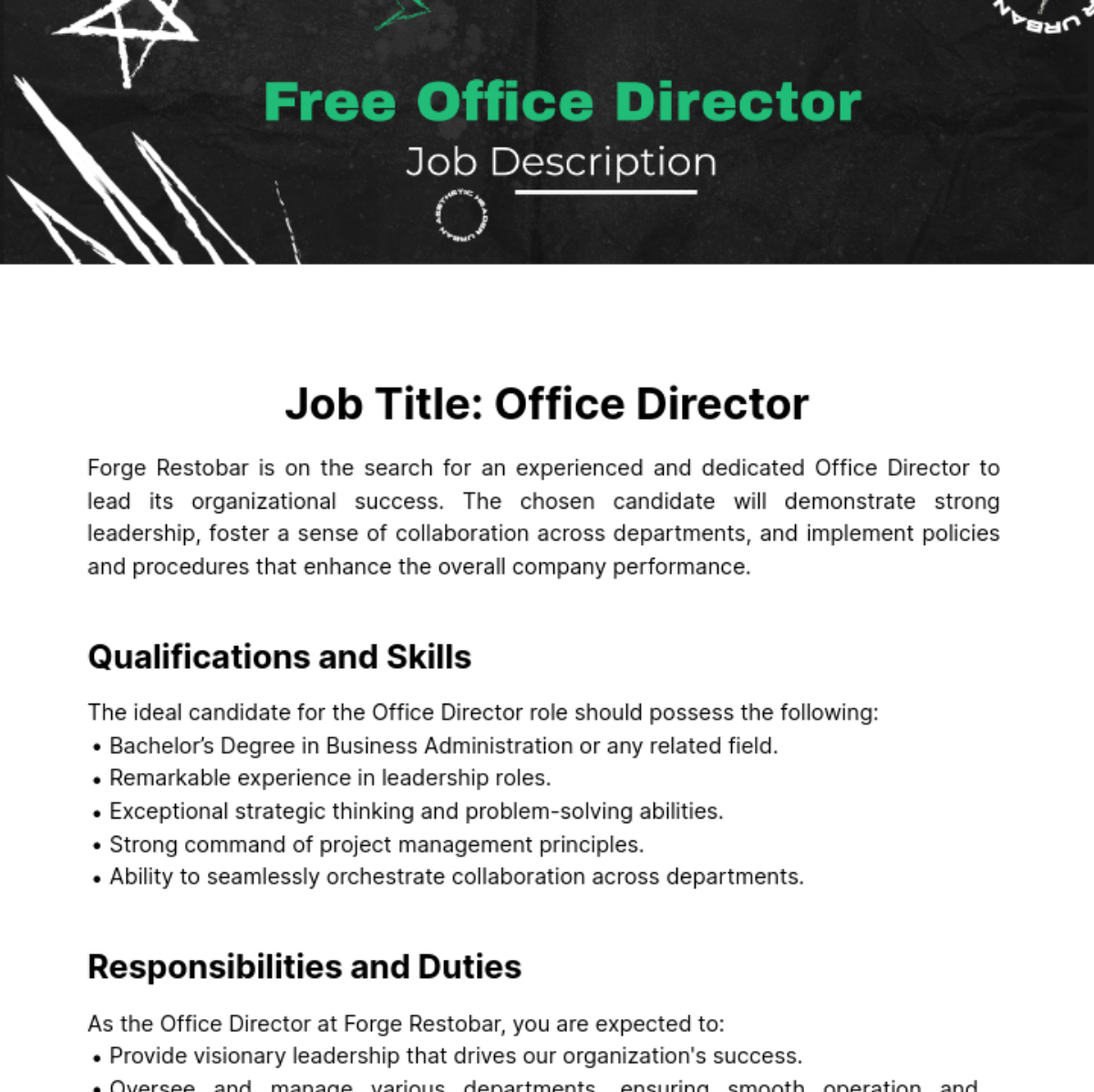 Free Office Director Job Description Template