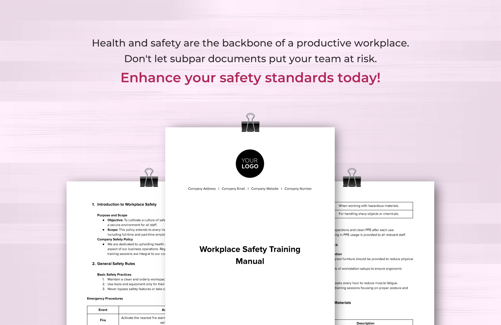 Workplace Safety Training Manual Template