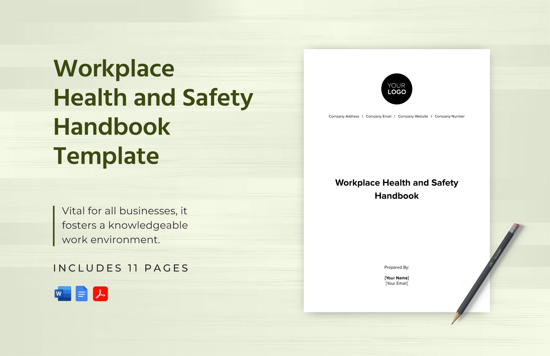 Workplace Health and Safety Handbook Template in Word, Google Docs, PDF
