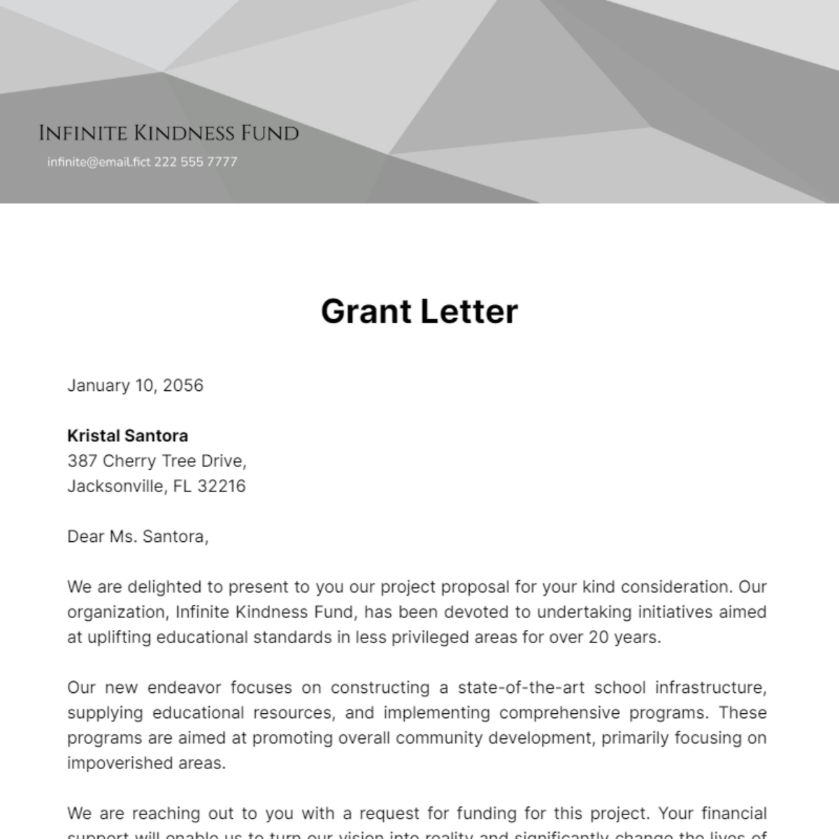 travel grant letter example